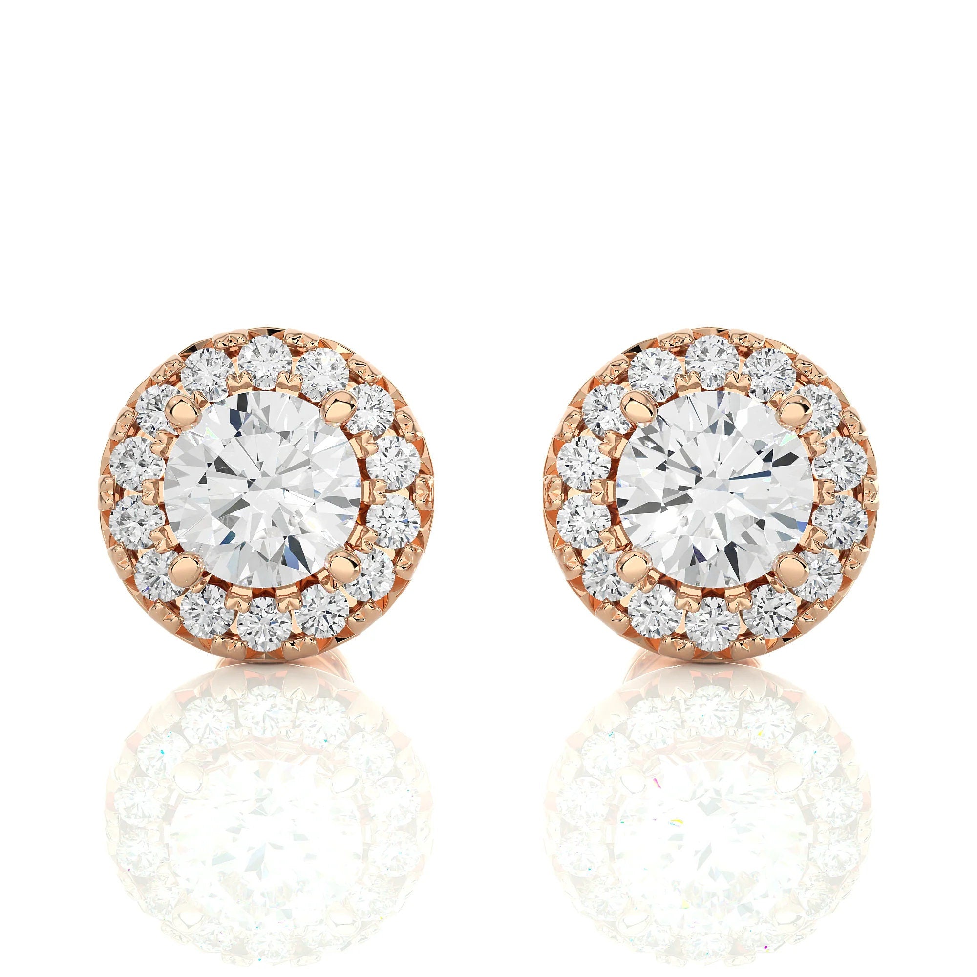 0.25–4.00 TCW Round Cut EF VS/SI Lab-Grown Diamond Halo Stud Earrings Elegant Gifts for Women, Perfect for Birthdays & Anniversaries